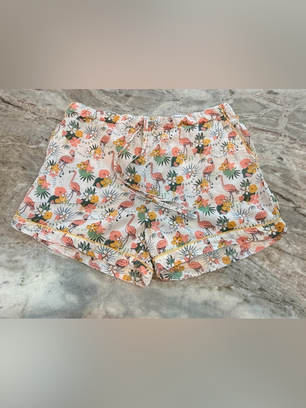 Mahogany Flamingo Tropical Lounge Shorts Small Cotton Pajama Shorts